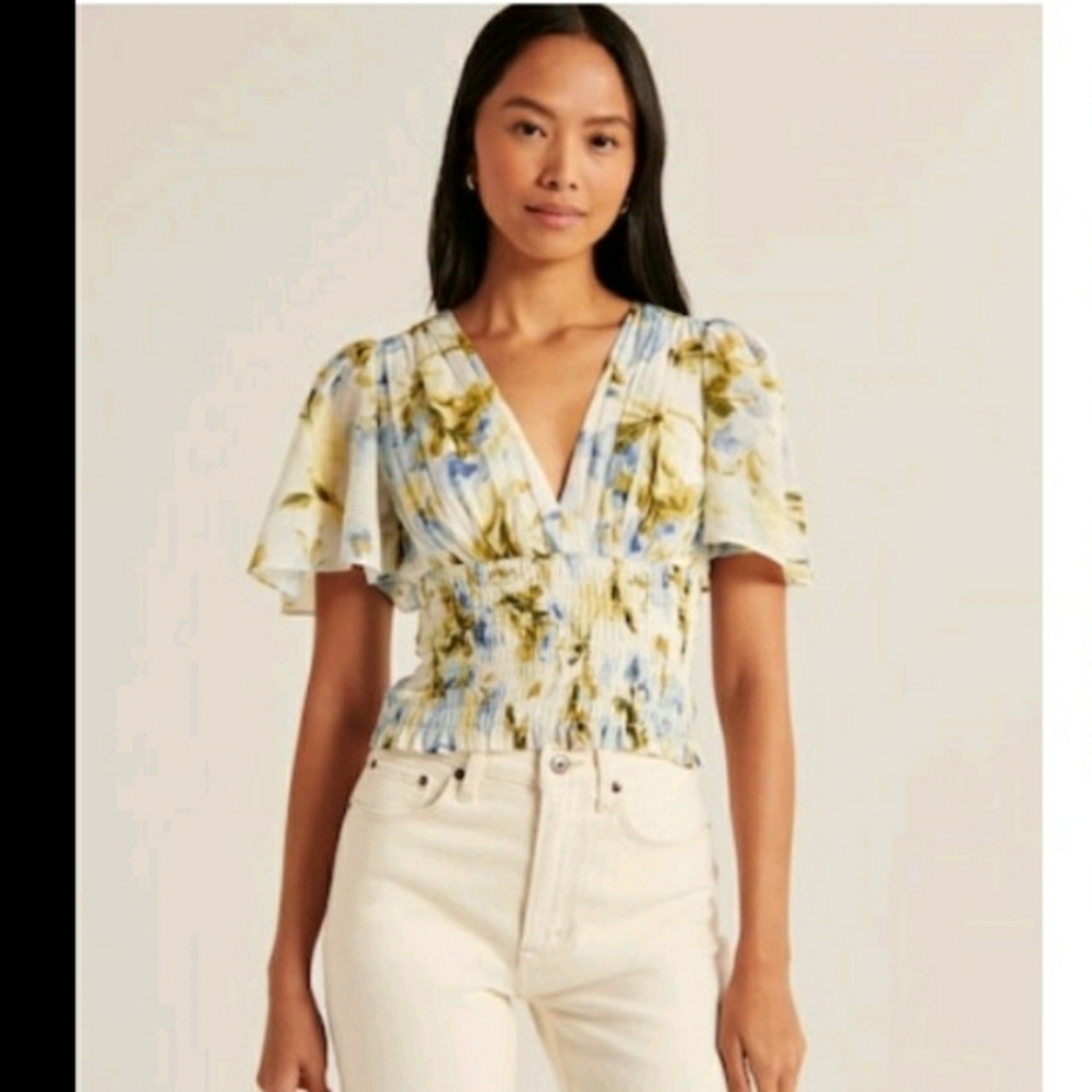 Abercrombie & Fitch Floral Blouse - Blue and Green